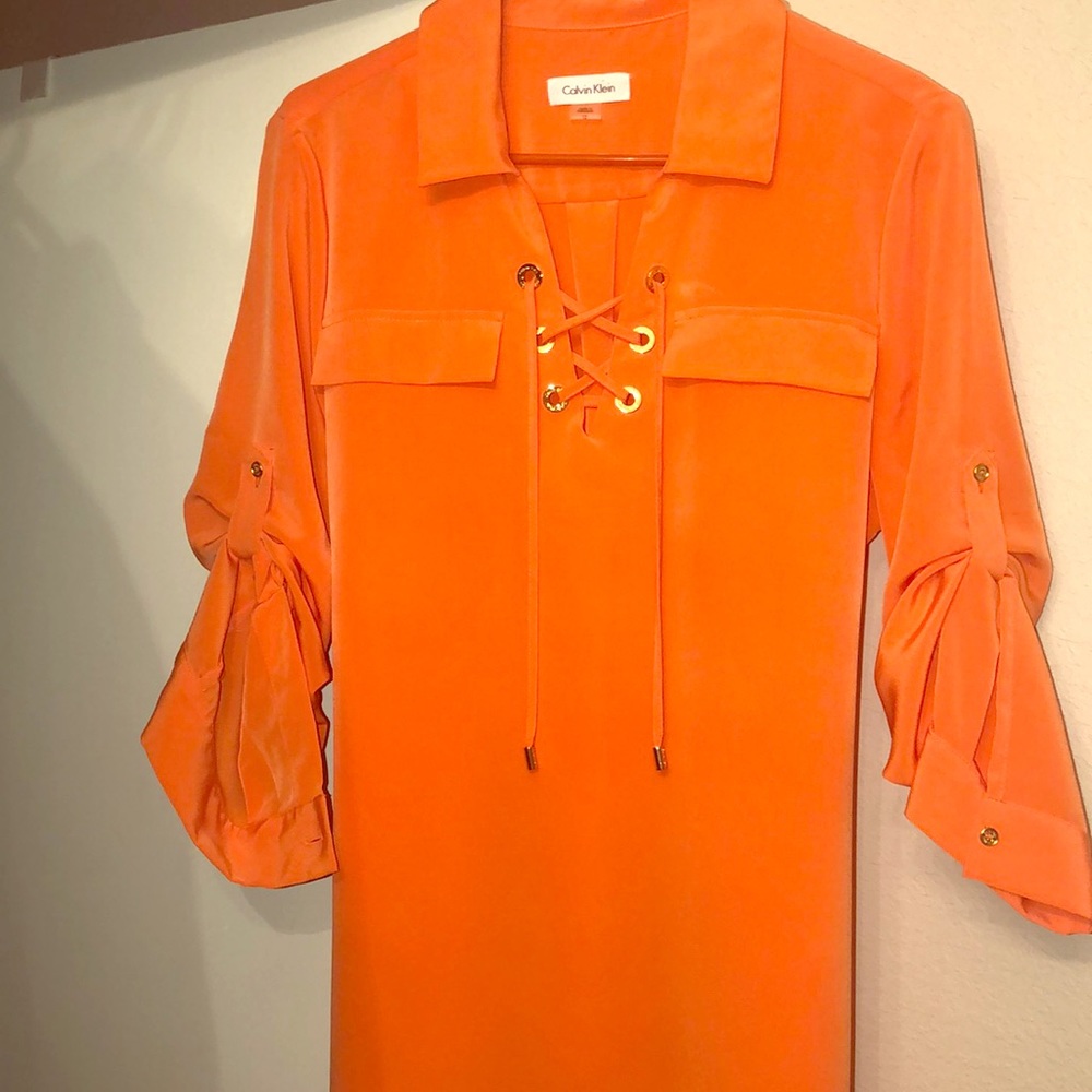 Calvin Klein Orange Shirt Dress